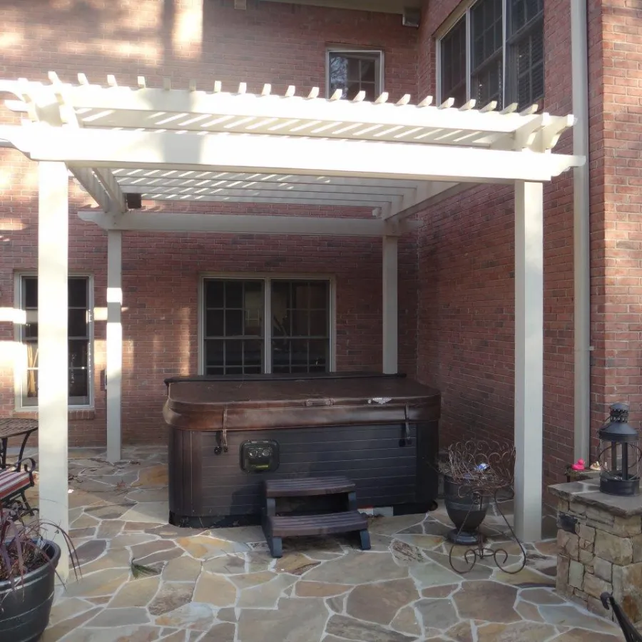 a brick building with a brick patio