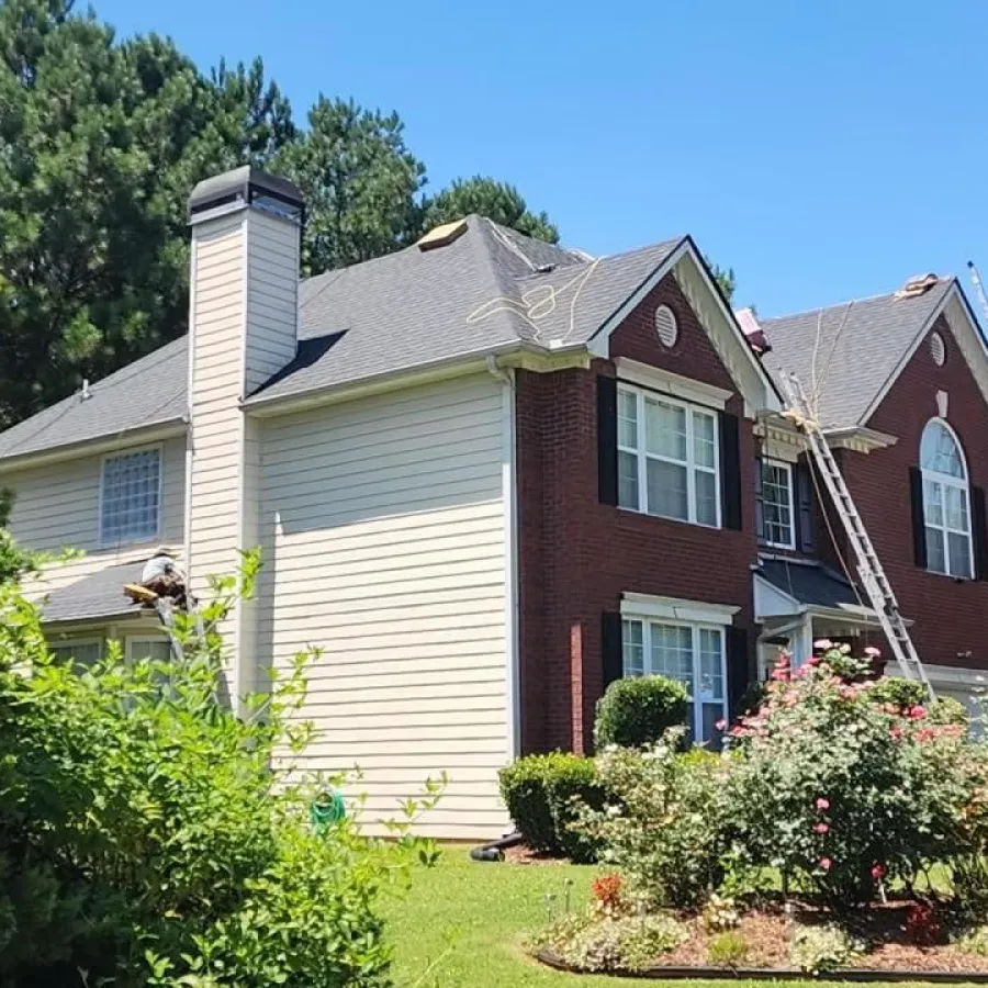 a house with a large front yard