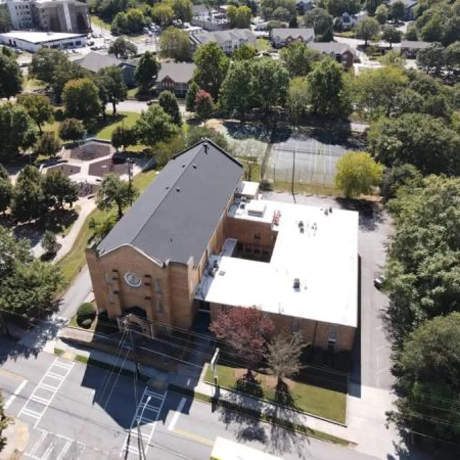 aerial view of a building