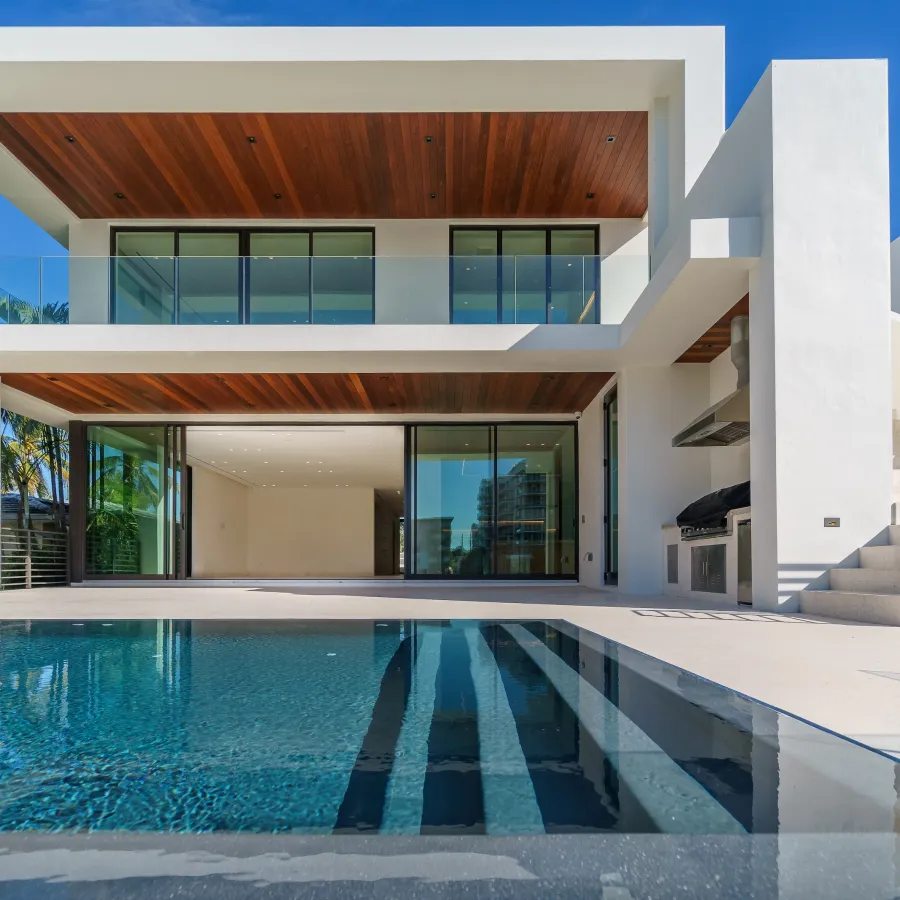 a building with a pool