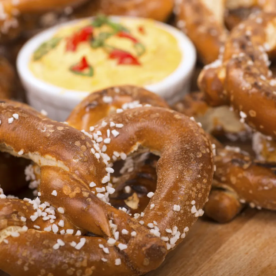 a plate of pretzels