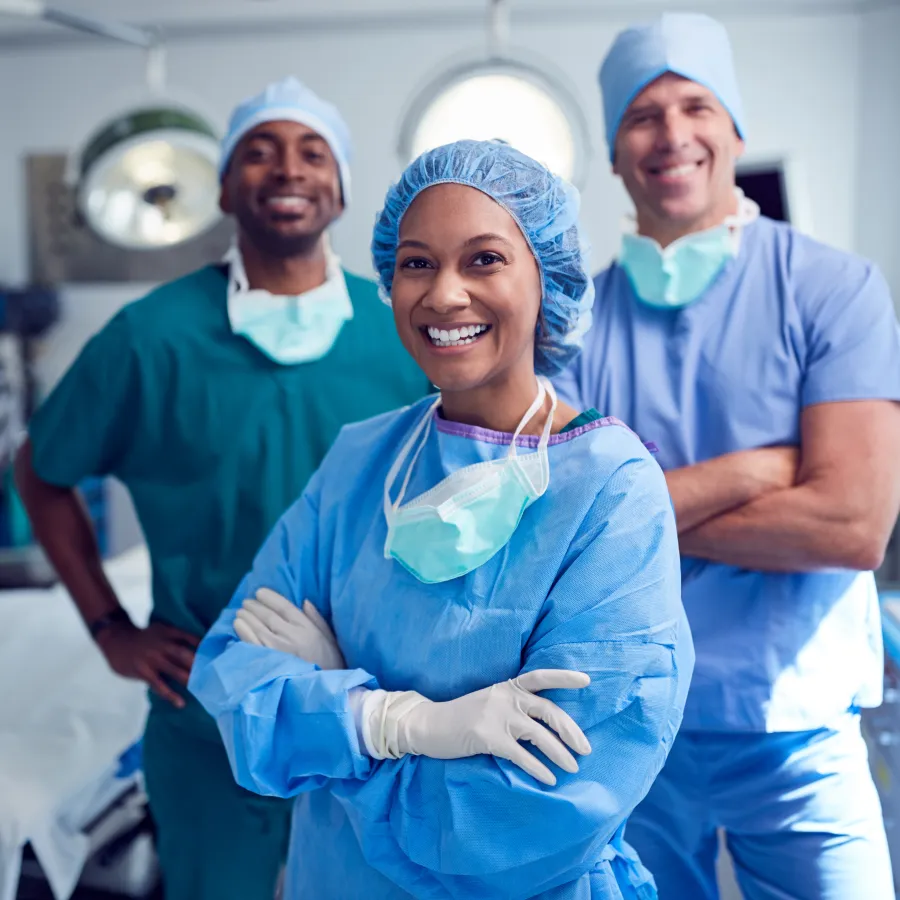 a group of doctors in a hospital