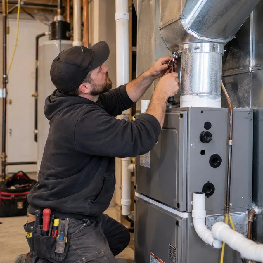 Prompt furnace installation in Dallas, GA performed by an HVAC technician installing new residential heating equipment