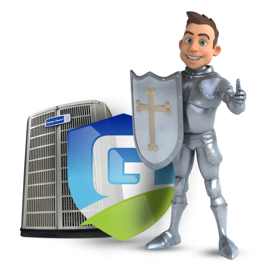 Guardian Knightly in front of an American Standard AC unit serving Roswell, Ga