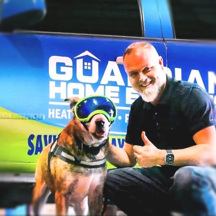 a man with a dog
