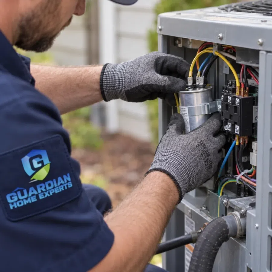 Prompt heat pump repair in Dallas, GA performed by an HVAC technician diagnosing residential heating and cooling equipment