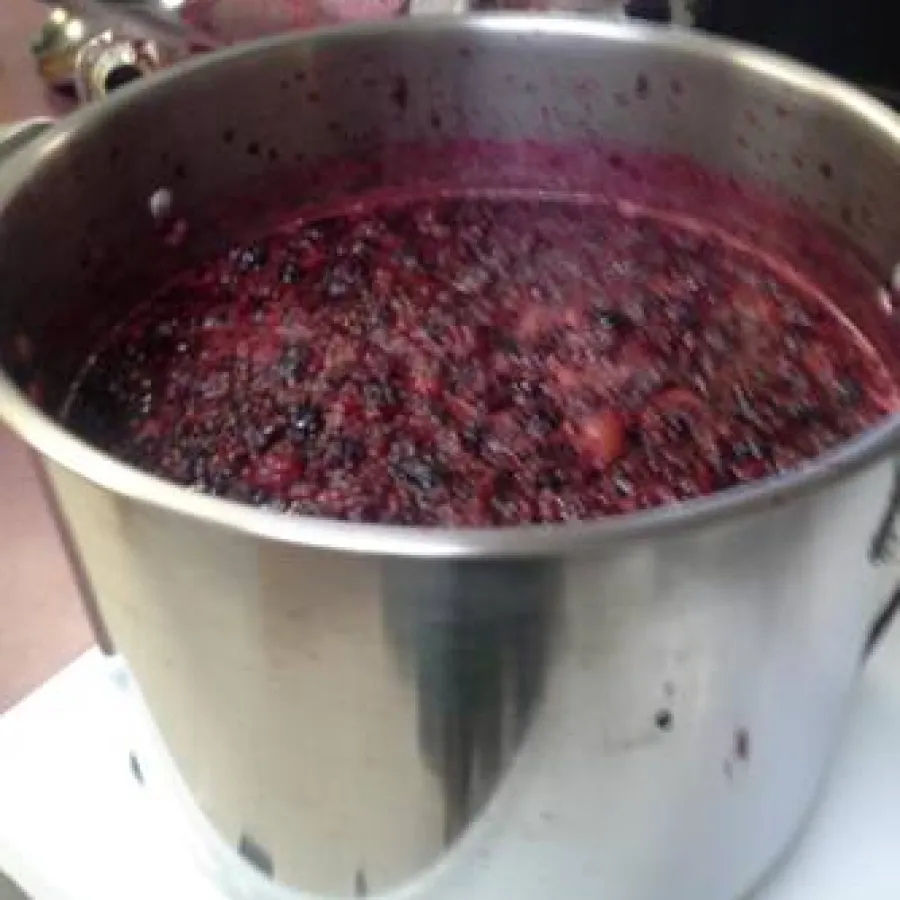 a pot of red liquid