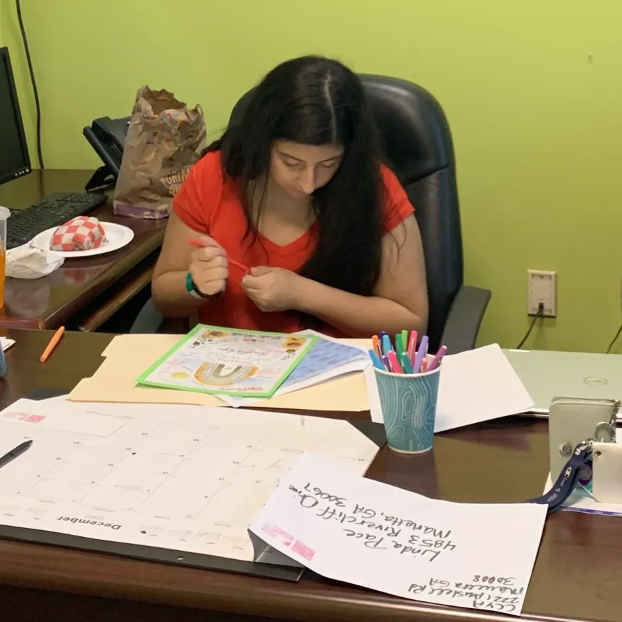 a person sitting at a desk