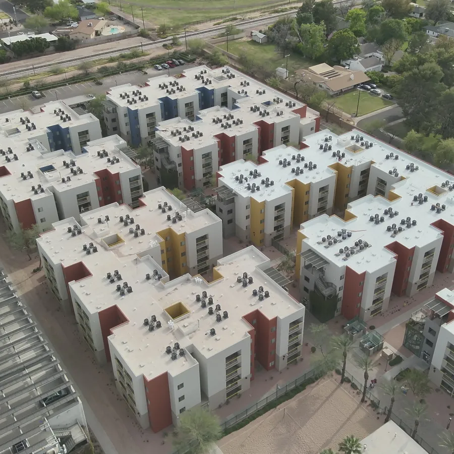 aerial view of a large building