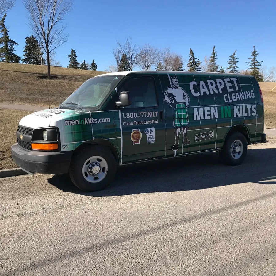 a van parked on a road