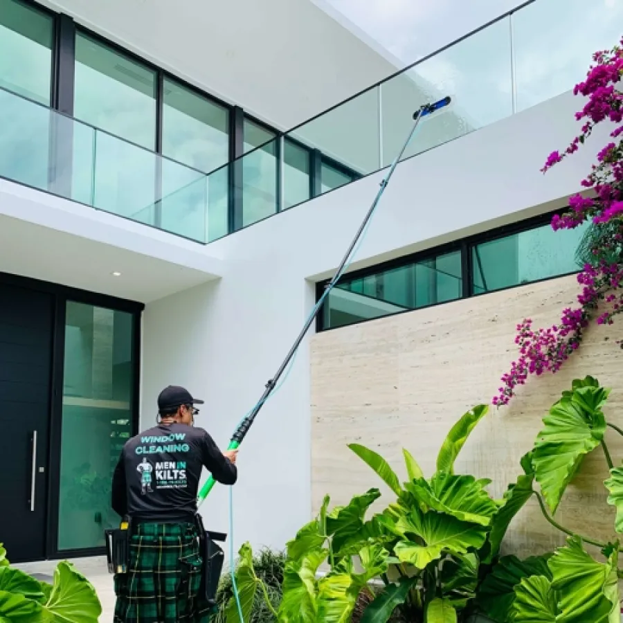 a person standing outside a building