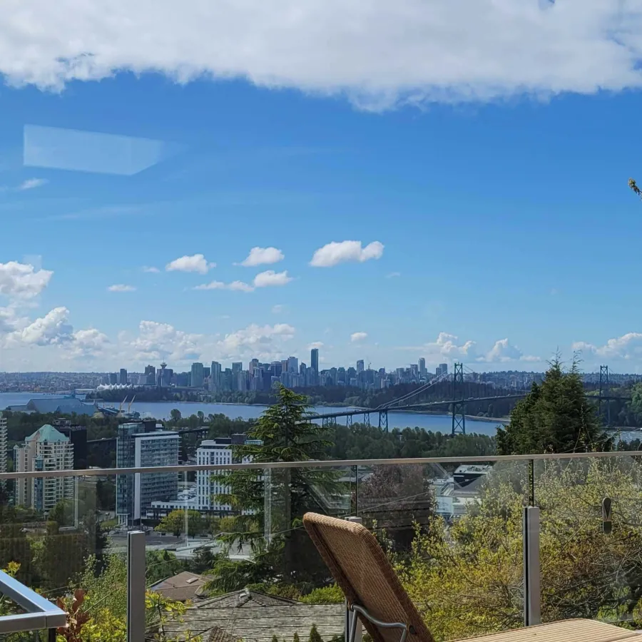 a view of a city from a balcony