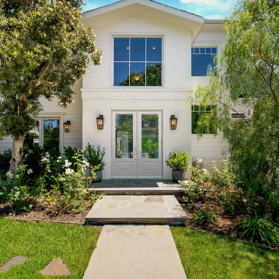 White House with white fiberglass double front doors