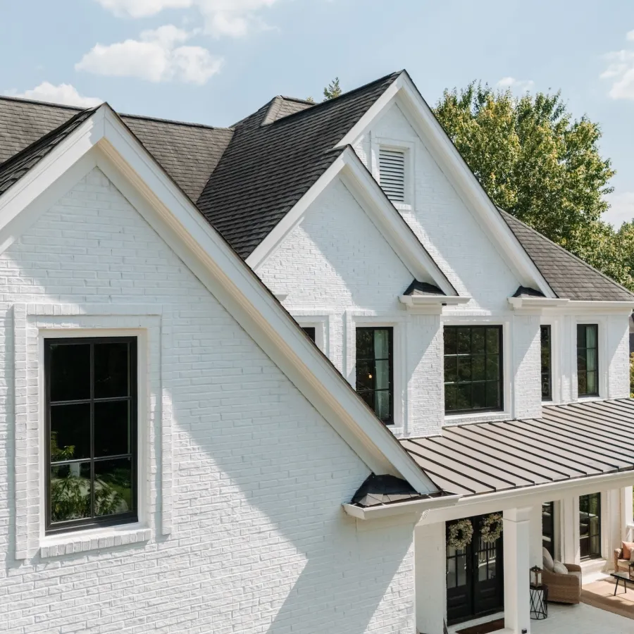 a white house with a porch