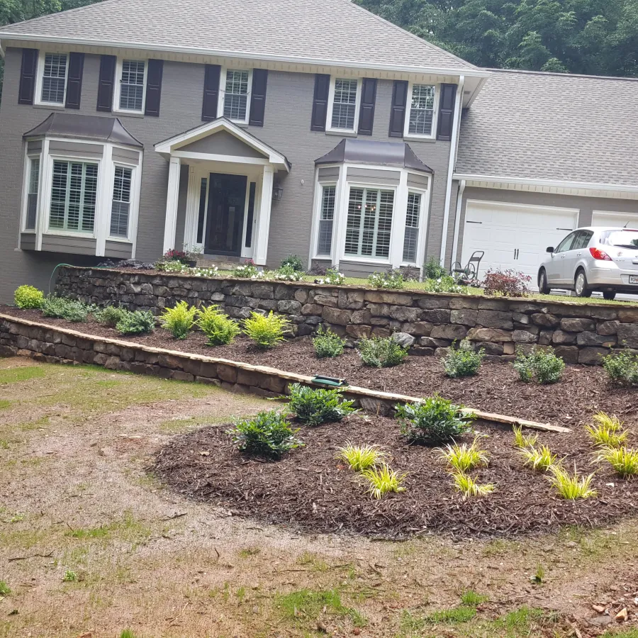 a house with a yard and a car parked in front