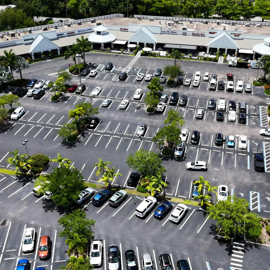 a parking lot full of cars