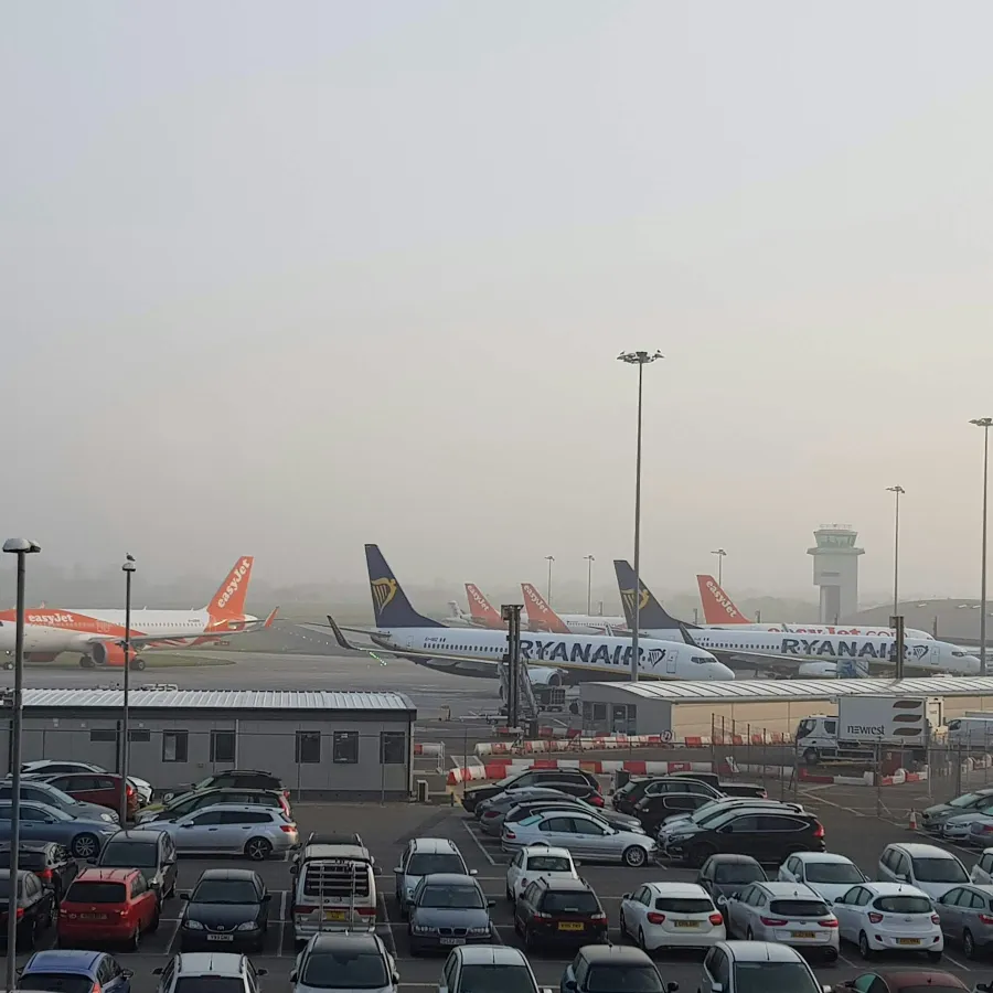 an airplane is parked at an airport