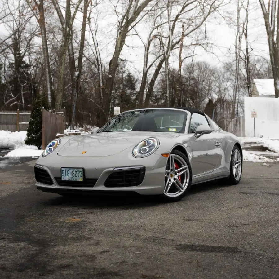 a white car parked on a road