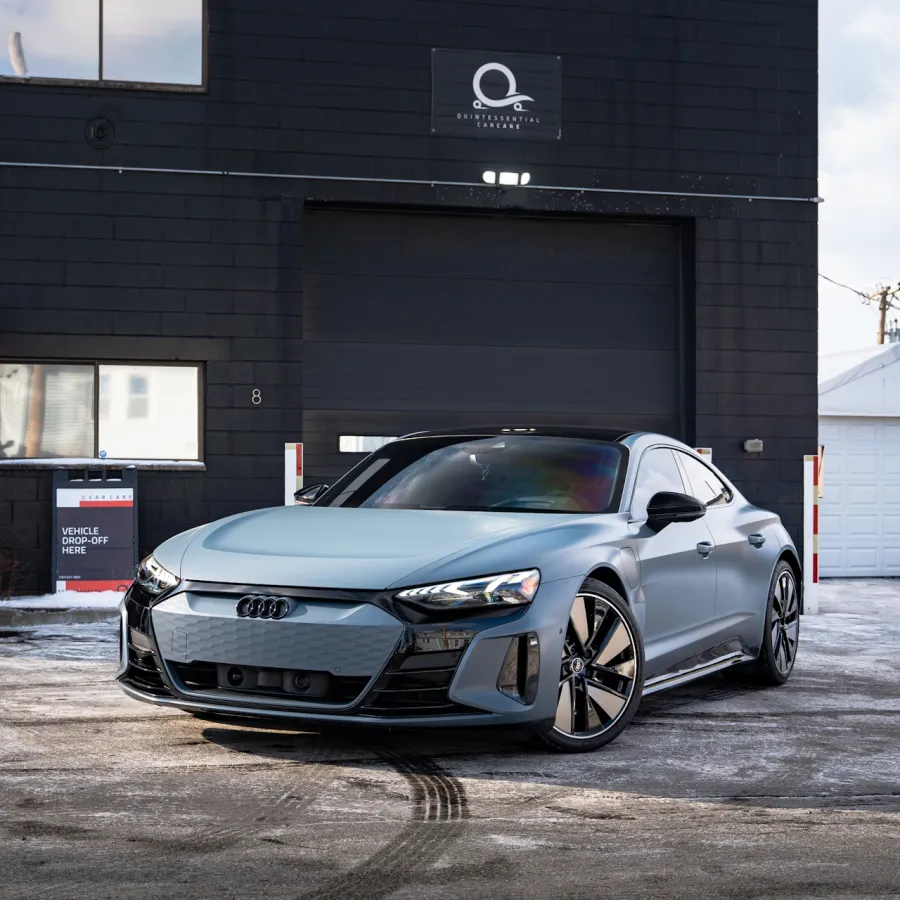 a car parked in front of a building