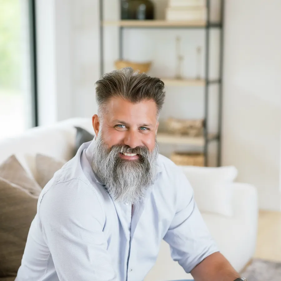 a man sitting on a couch