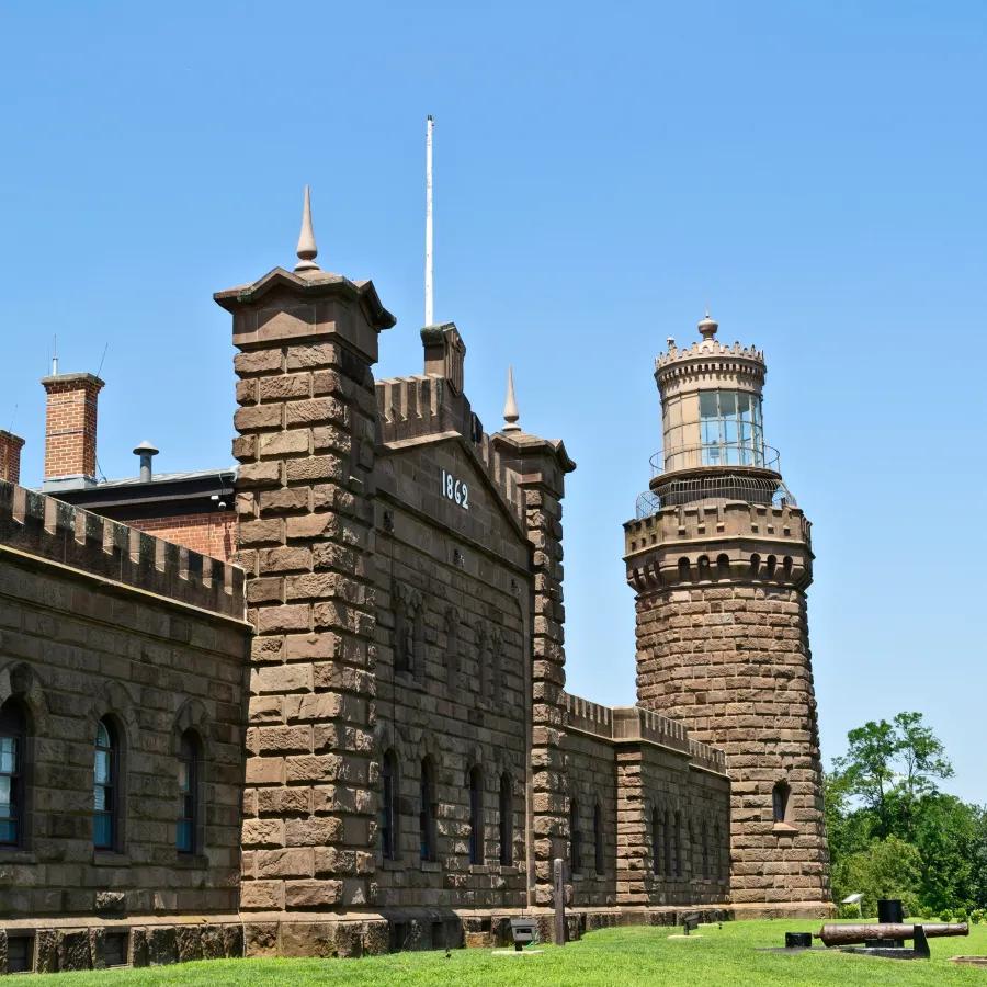 a large brick building with a tower