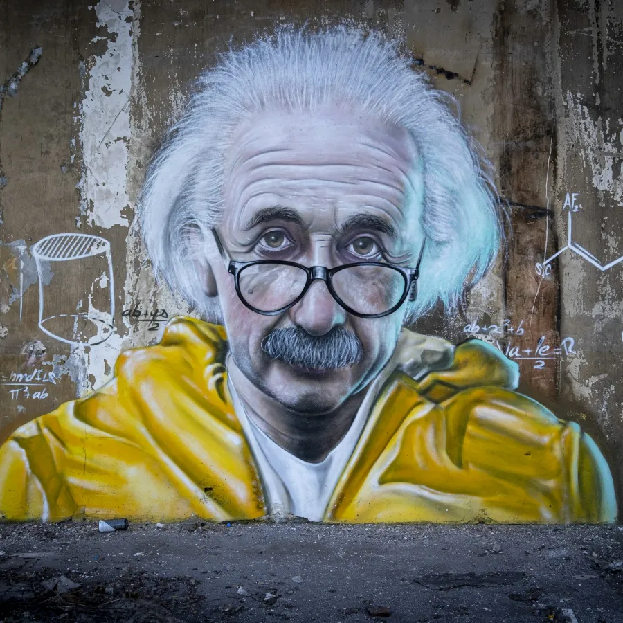 Albert Einstein with a mustache