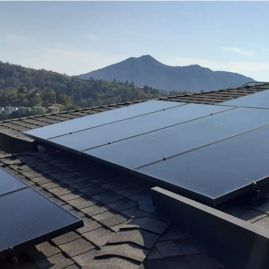 a roof with solar panels