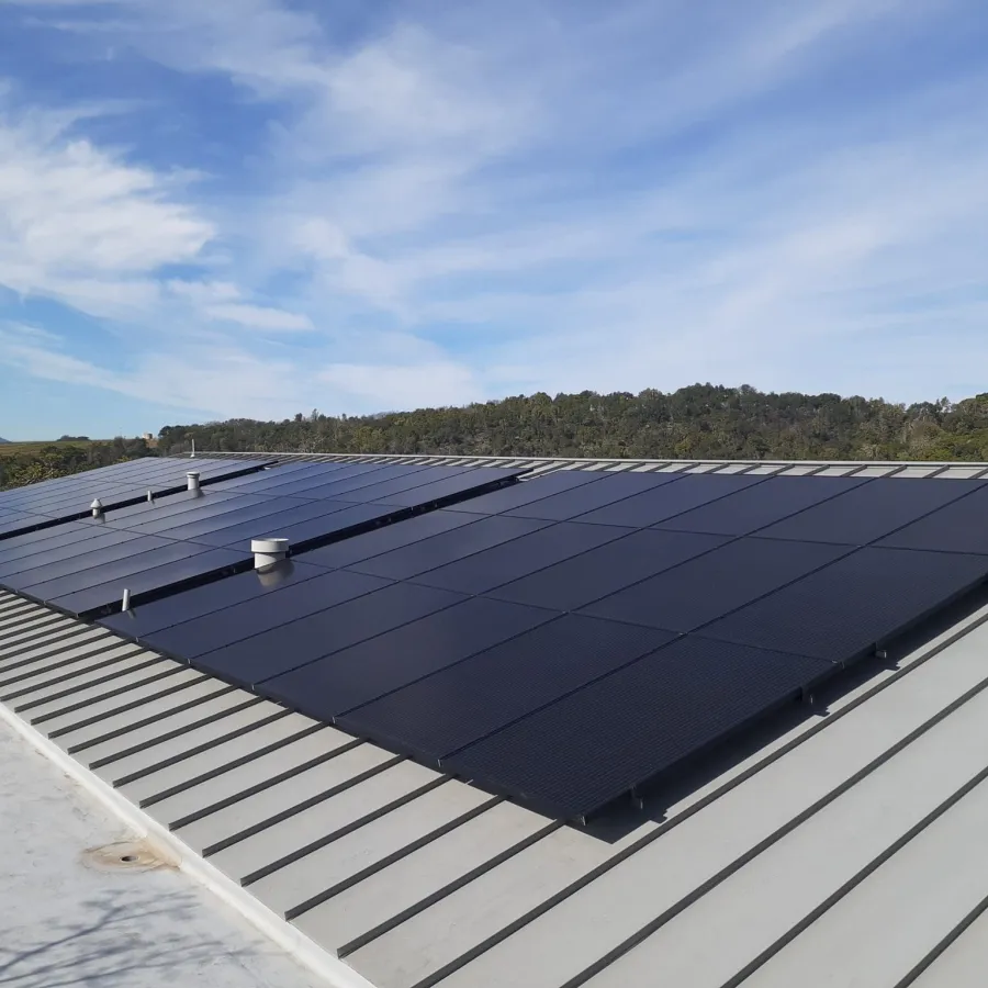 a roof with solar panels