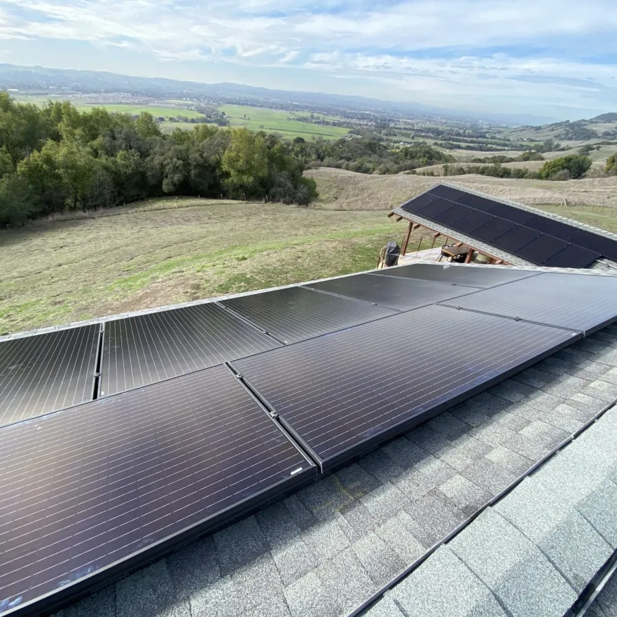 a roof with a solar panel