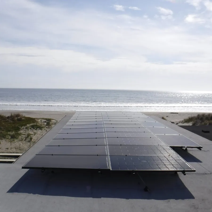 a building on a beach