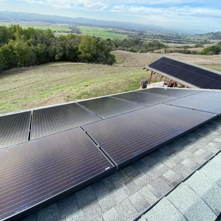 a roof with a solar panel