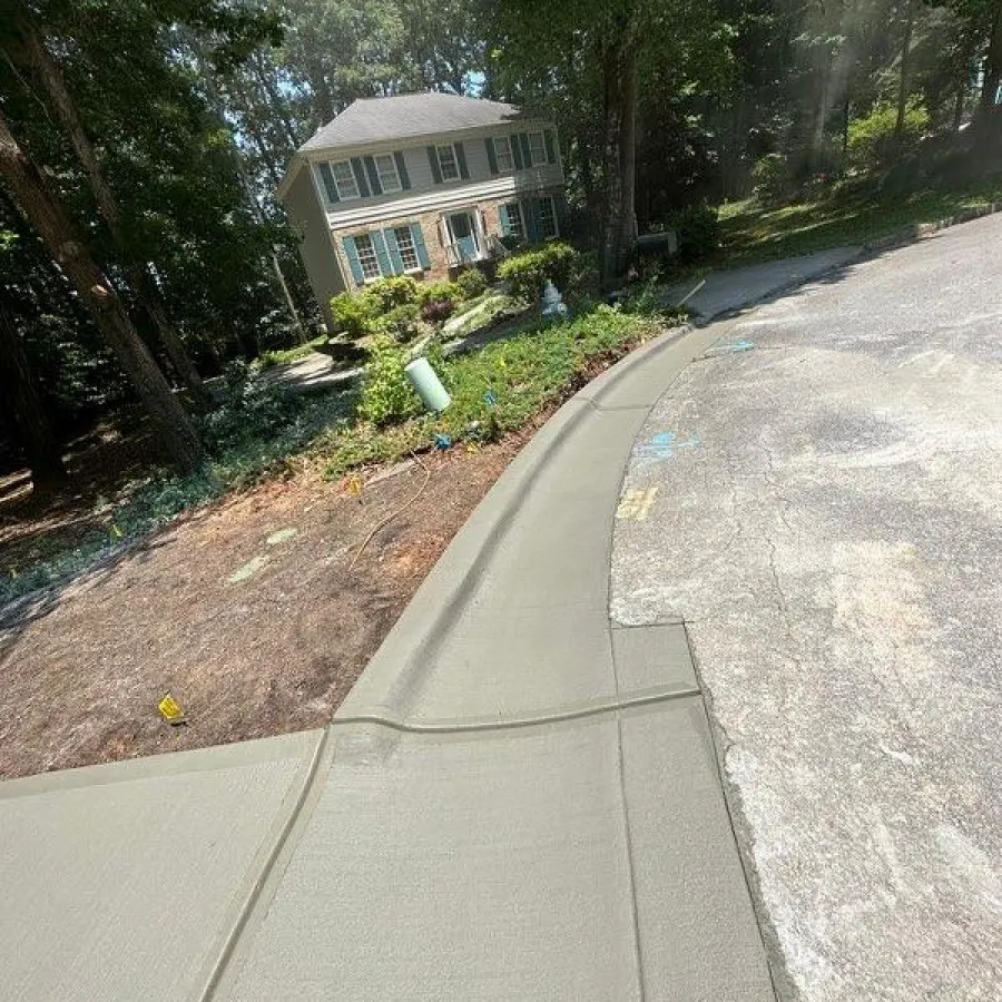 Apron built into curb for smooth transition