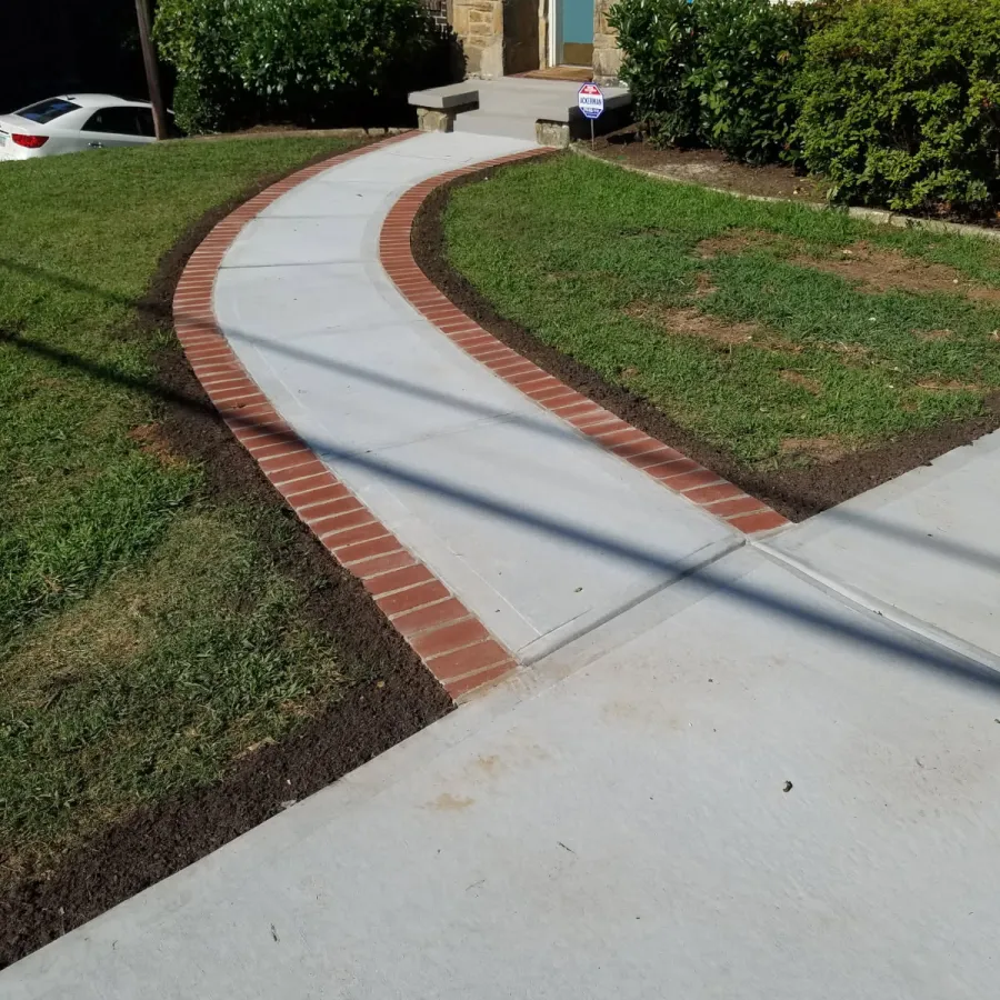 New entryway with classic brick border