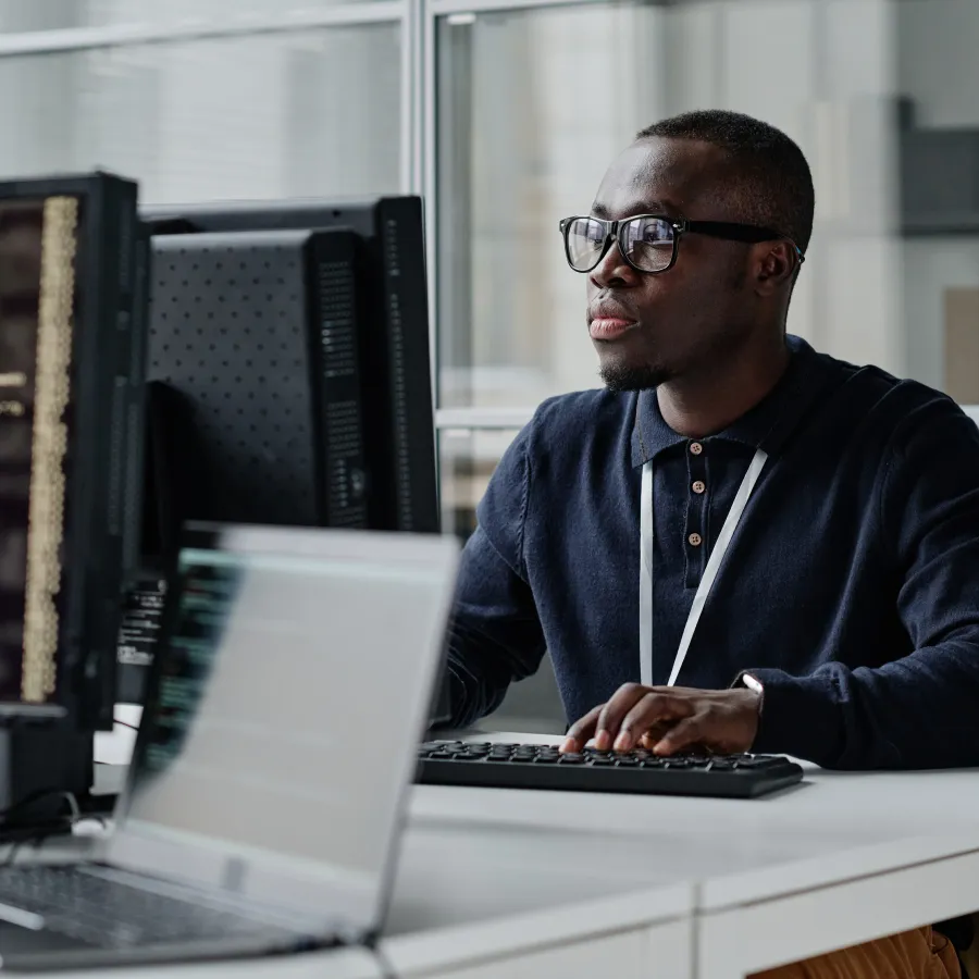 a man working on a computer