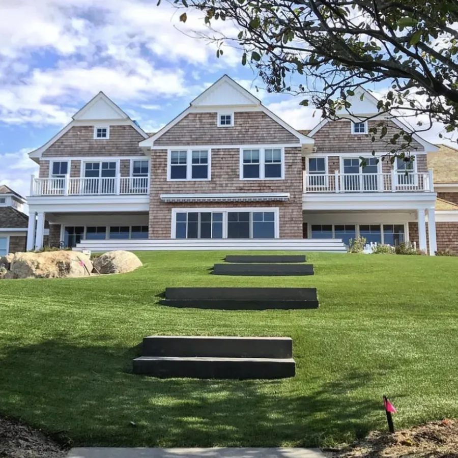 a large house with a lawn