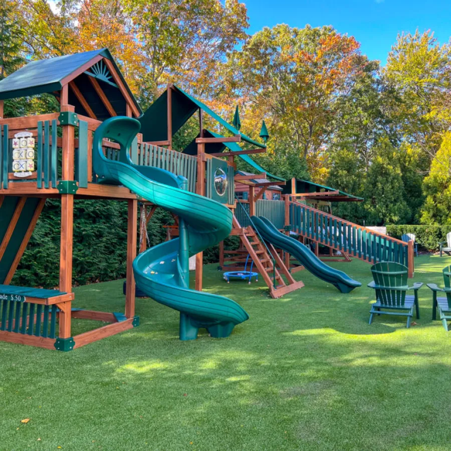 a playground with a slide