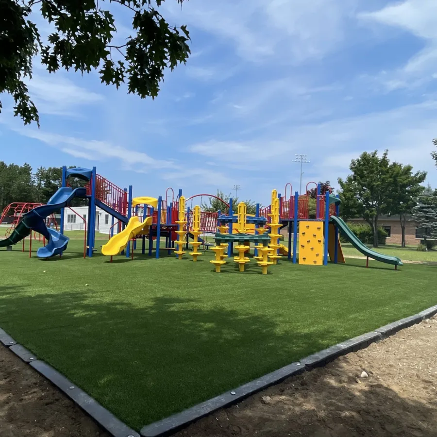 a playground with a slide