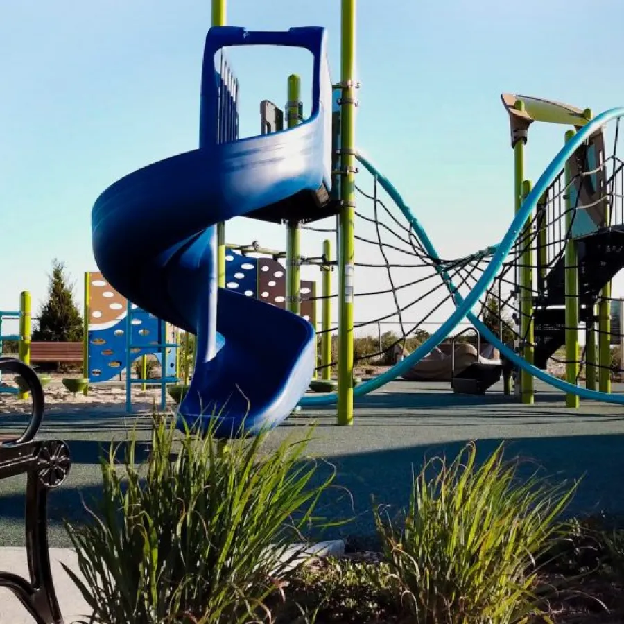 a playground with a slide