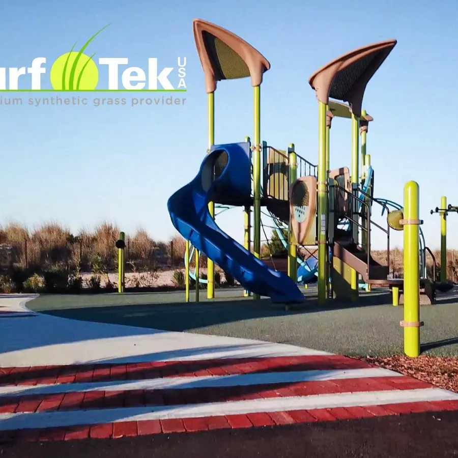 a playground with a slide