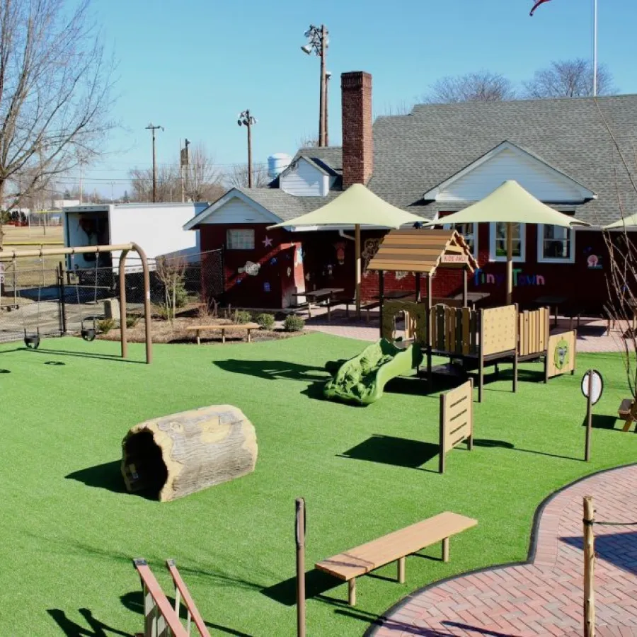a playground with a slide