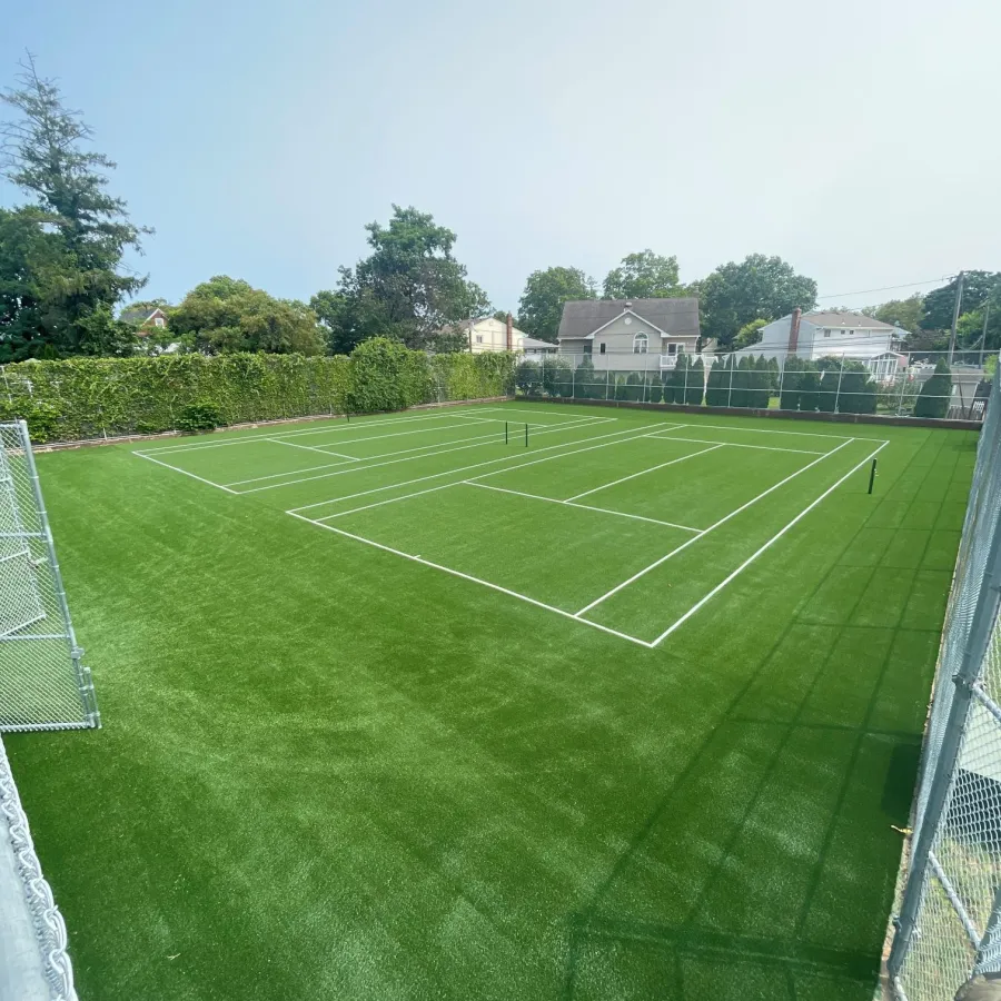 a tennis court with a net