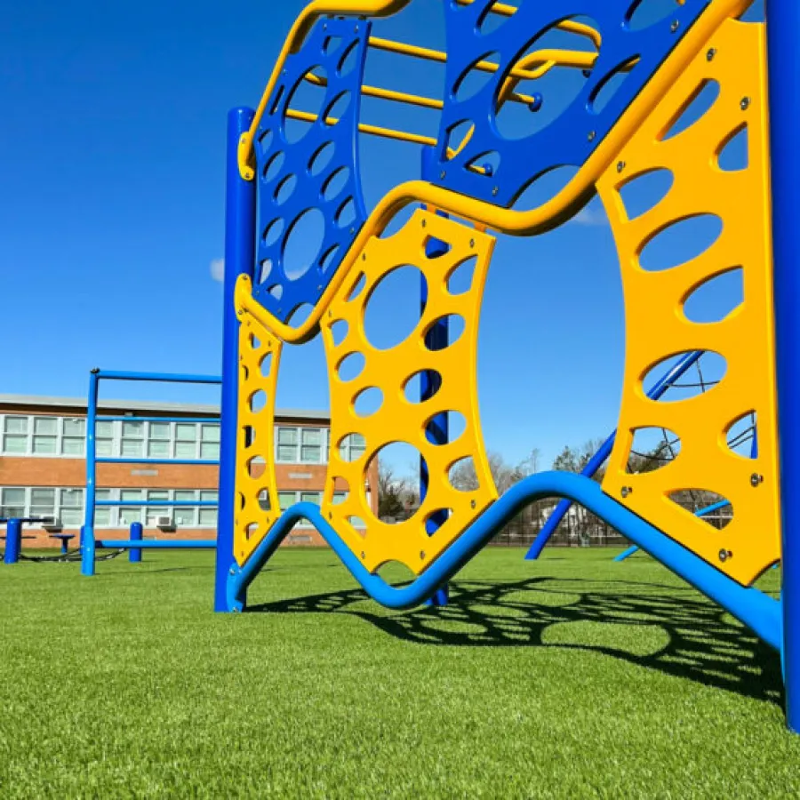 a large yellow and blue structure