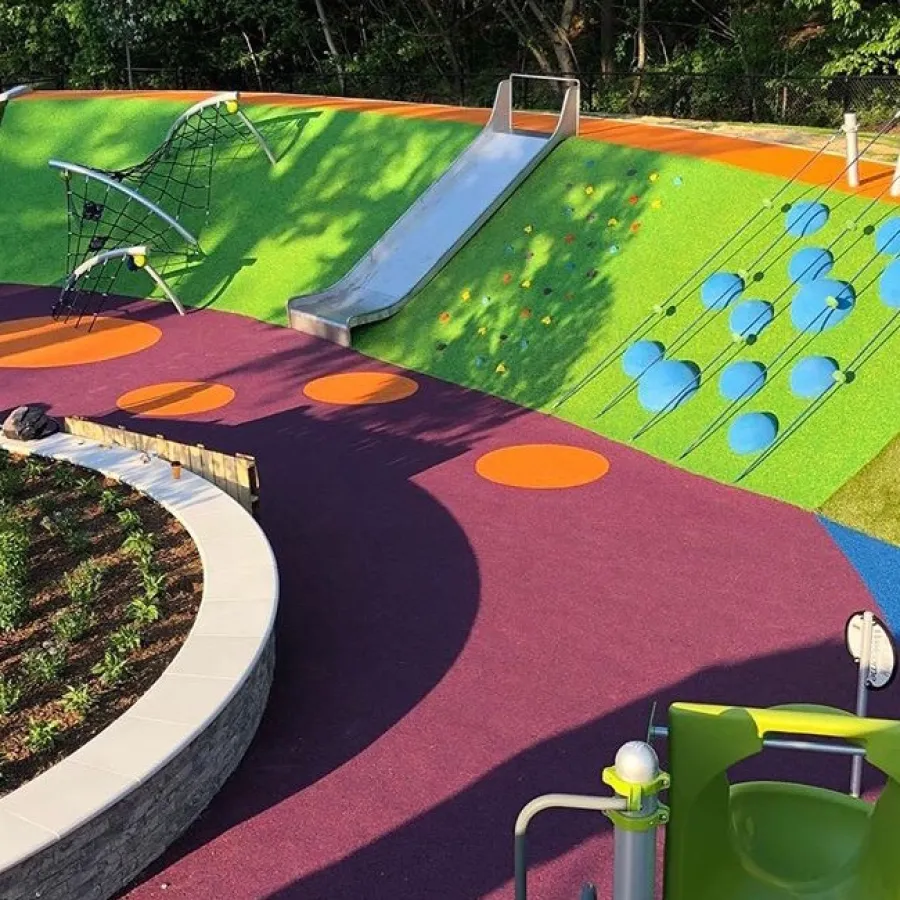 a pool with a slide