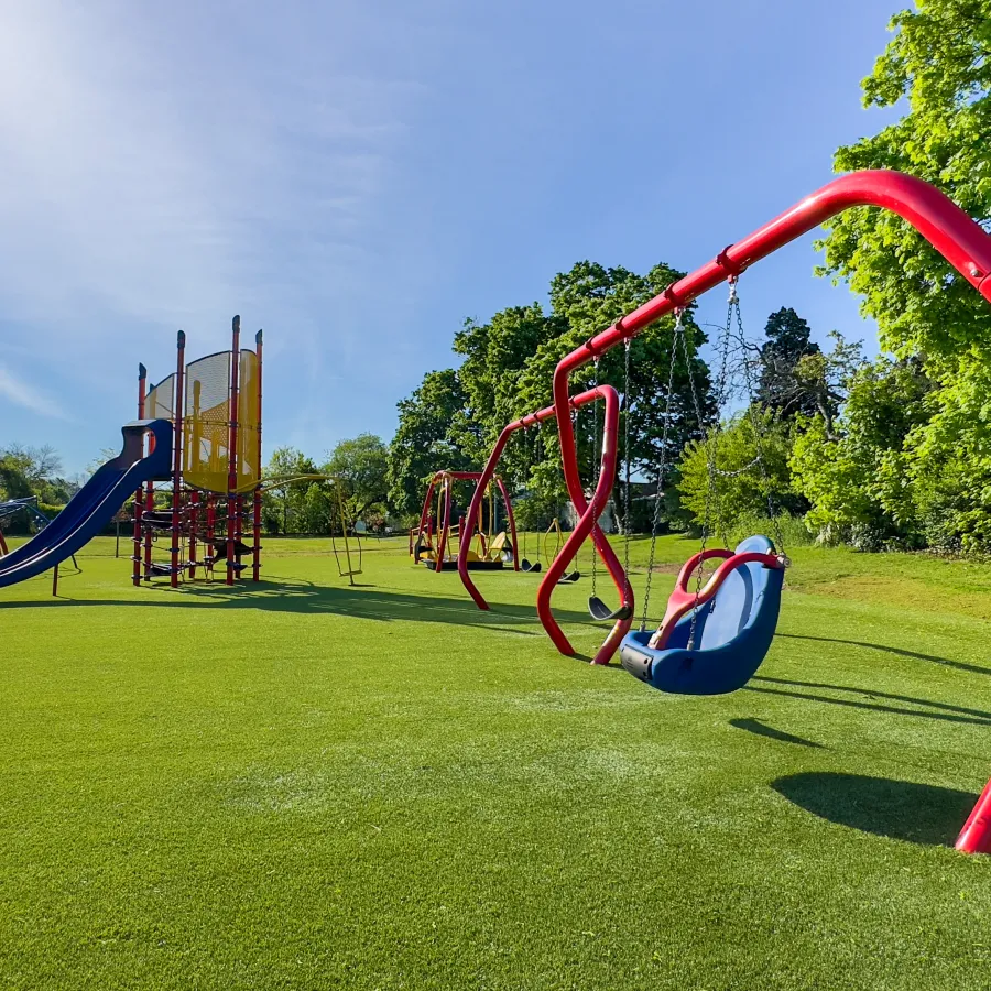a playground with a slide