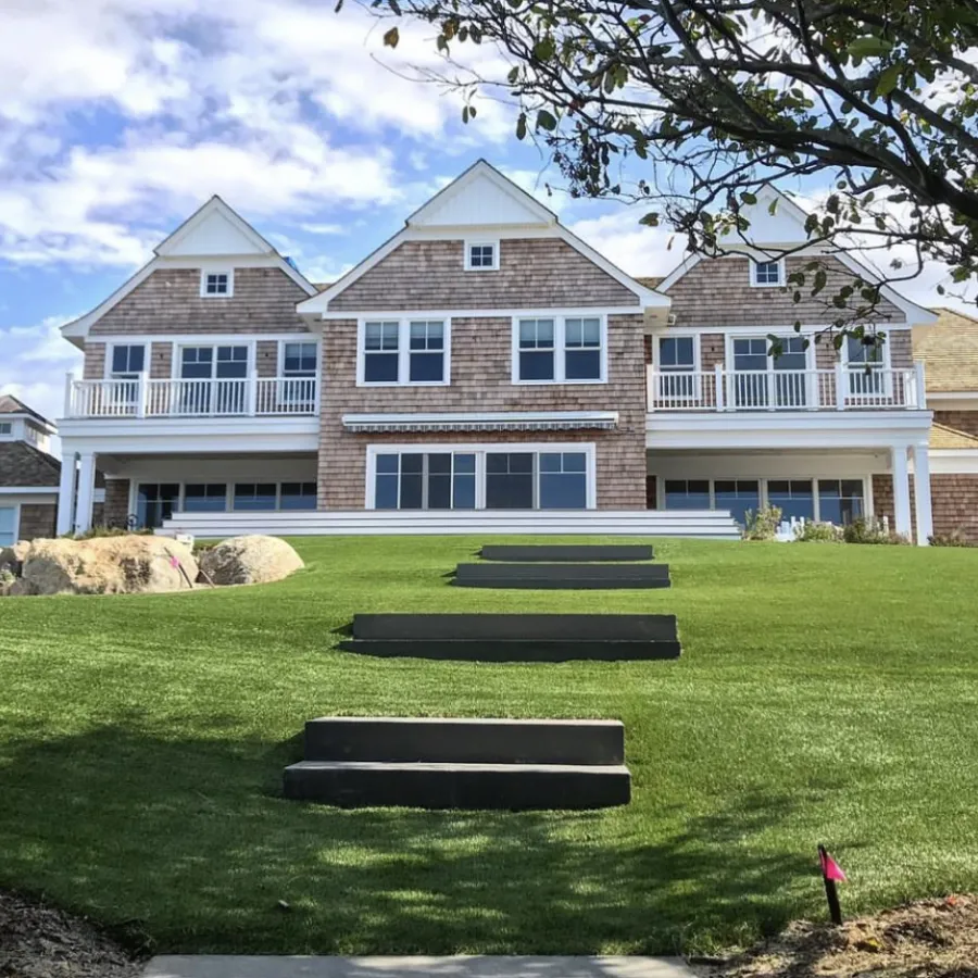 a large house with a lawn