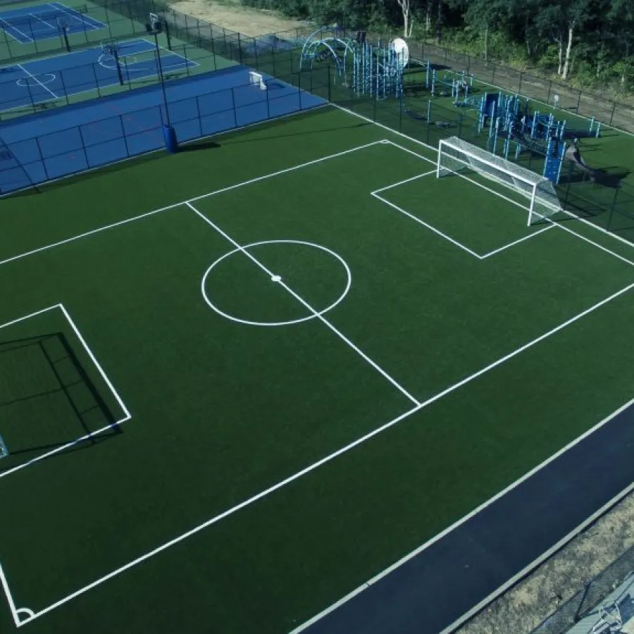 a football field with a net