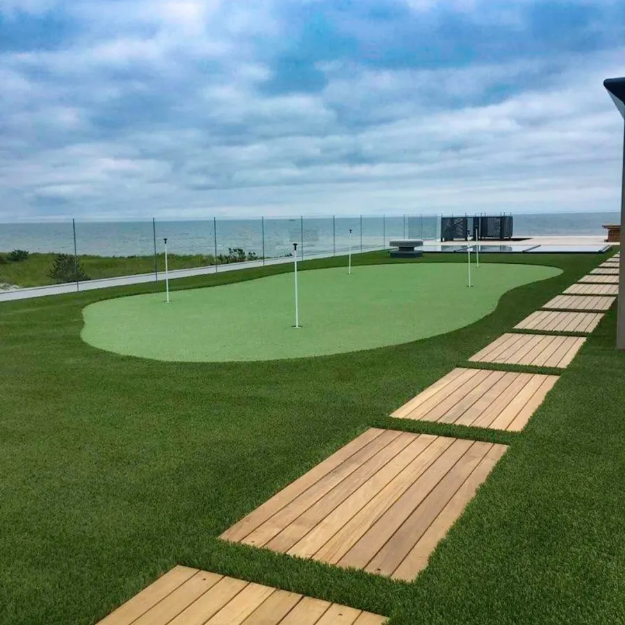 a football field with a fence