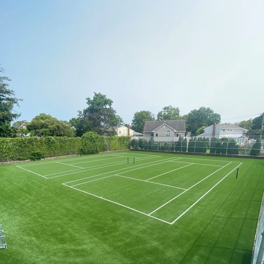 a tennis court with a net
