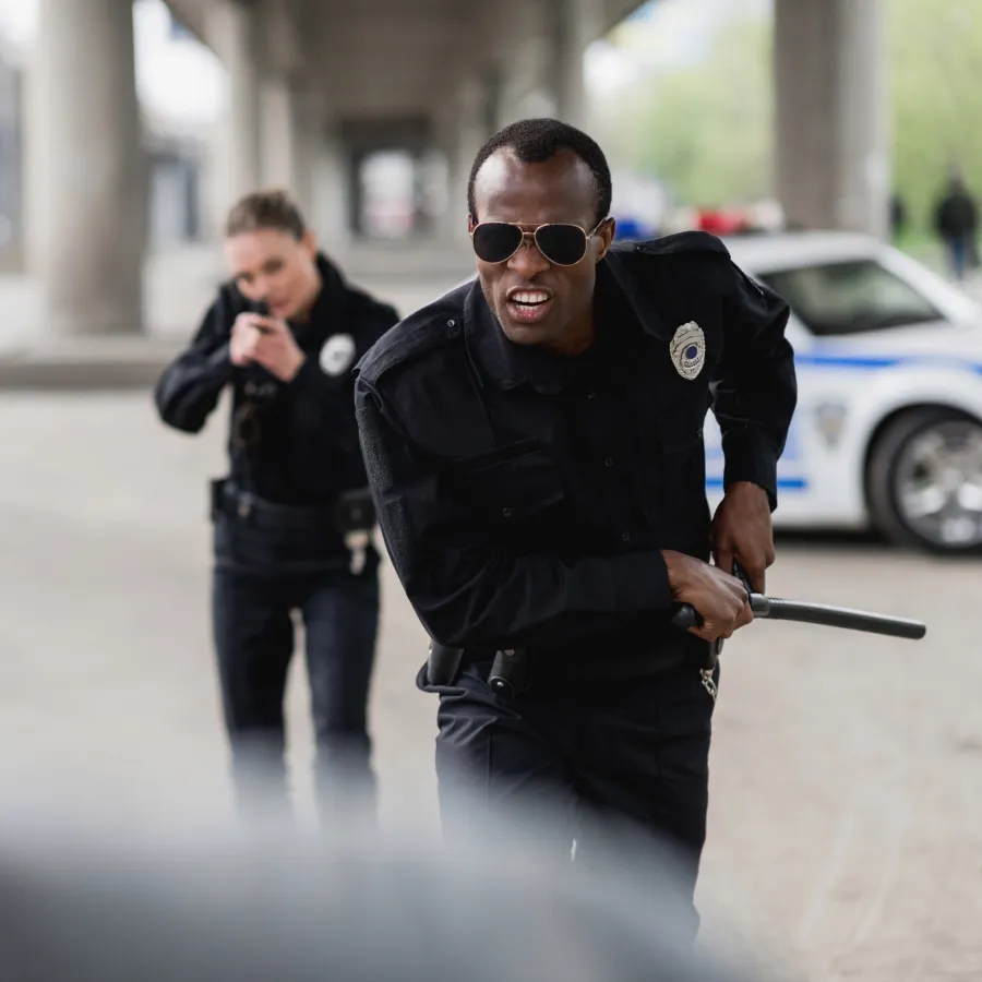 a police officer responding to an active shooter