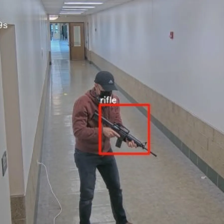 omnilert weapons detection finding a person holding a gun
